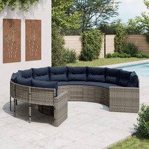 Patio Sofa Grey Poly Rattan Large Durable Outdoor Sofa Round - $1,137.66 CAD