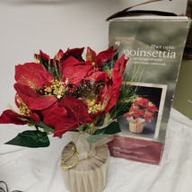 Holiday Time Fiber Optic Red Poinsettia Plant In Original Box 16” Christmas - $34.60