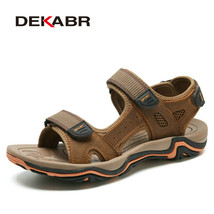 Men Sandals Summer Cow Leather New For Beach Male Shoes Breathable Fashion Men&#39;s - £44.40 GBP