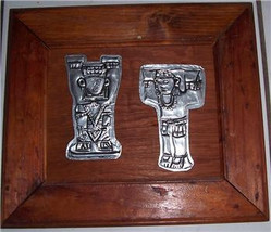 1950&#39;s Hand Made Silver Aluminum Metal Repujado Native Art on Wood Frame -Merida - £224.05 GBP