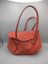 Red suede purse medium, leather straps - $49.49