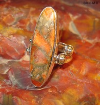 ORANGE COPPER TURQUOISE RING in Sterling Silver - Size 7 - FREE SHIPPING - £100.22 GBP