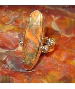 ORANGE COPPER TURQUOISE RING in Sterling Silver - Size 7 - FREE SHIPPING - £100.24 GBP