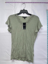 MSRP $90 Ralph Lauren Linen-Blend Jersey Flutter-Sleeve Sage Green Size Small - £23.66 GBP