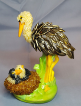 Flamingo Handmade Hollow Ceramic Bird Seed Baby Chicks Nest Art Figurine 5-5/8in - £22.11 GBP
