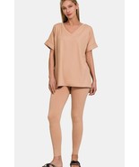 Zenana Full Size V-Neck Rolled Short Sleeve T-Shirt and Leggings Lounge Set - €27,23 EUR Zenana Full Size V-Neck Rolled Short Sleeve T-Shirt and Leggings Lounge Set - €27,23 EUR