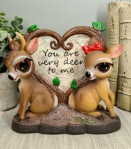Ebros Valentines Romantic Love Deer Couple By Heart Shaped Plaque Rustic... - $27.99