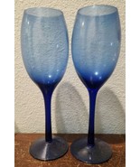 2X Vintage Libbey Cobalt Blue 8” Wine Glasses Stemware Beautiful!!  - £11.81 GBP