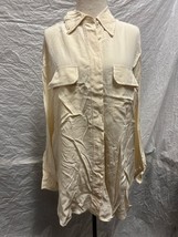 Anne Klein 100% Silk Button Up Beige Front Blouse Shirt Top  - $64.35