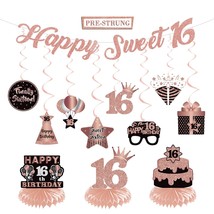 Sweet 16 Birthday Letter Banner Hanging Swirls Honeycomb Centerpieces De... - $27.99