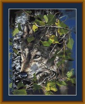 WOLF IN HIDING - pdf x stitch chart Original Artwork © Steven Michael Gardner - £9.43 GBP