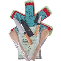 Pioneer Woman 2-Knives ~ 2 Sheaths ~ Mat ~ 2 Acacia Utensils ~ 3 Felt Pr... - $30.00