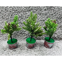 Lot of 3 Mini Potted Artificial Green Christmas Tree Tabletop Decoration 11&quot; - £17.68 GBP