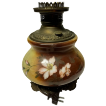 Gone With The Wind Vintage Hurricane Floral Painted Table Lamp No Shade - £157.37 GBP