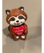 1.5&quot; Russ Berrie &amp; Co. Miniature Raccoon Figure w/ I Love You Heart Pre-... - $7.99