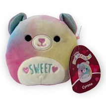 Squishmallows Valentine&#39;s Teddy Bear Tie Dye SWEET 5&quot; Cyrena Hearts NWT Plush - £11.53 GBP