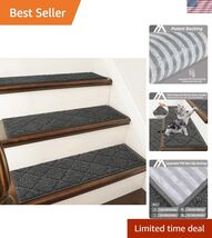 Edging Stair Treads Non-Slip Carpet Mat 28inX9in Indoor Stair Runners fo... - $159.37