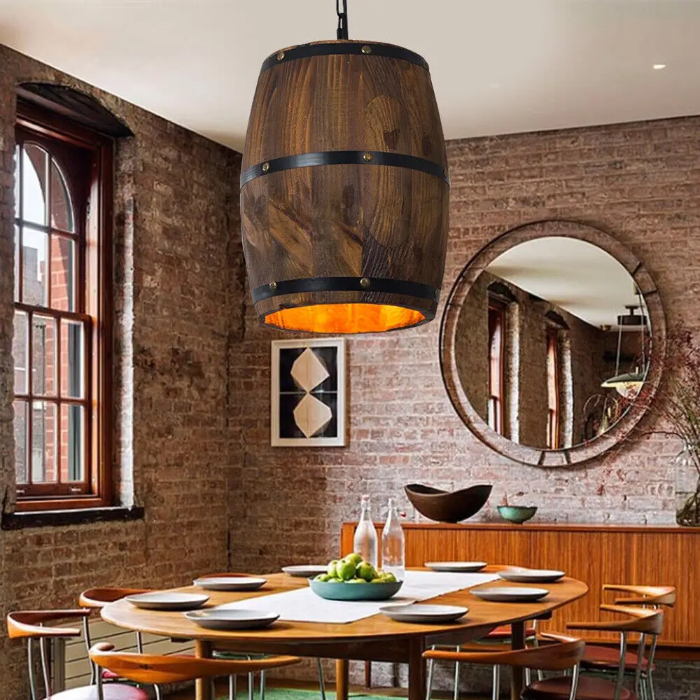Ro wine wood barrel hanging lamp industrial bar cafe pendant lamp ceiling light fixture thumb200