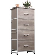 Wlive Dresser With 4 Drawers, Storage Tower, Organizer Unit, Fabric, Greige - £40.84 GBP