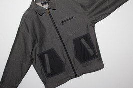 Rocawear Black Denim Zipper Jacket Patch Elbow Men XL  - £53.93 GBP