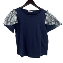 Parker Blue Tee Striped Flutter Sleeve Size Small New - £29.82 GBP