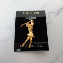 Vintage Castriota Collection Female Golfer in Swing Gold Clutch Pin - £9.40 GBP