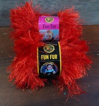 Lion Brand Fun Fur Yarn Red 2 Skeins 1.75oz 64 Yard Bulky 5 Crochet Knit - £10.96 GBP