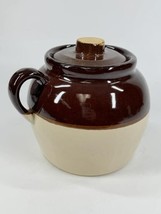 Vintage USA Stoneware Single Handle Crock Cookie Jar 7&quot; - £13.23 GBP