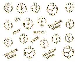 Nail Art 3D Decal Stickers Gold Watch Clock Time BLE052J - £2.44 GBP