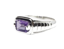 925 Silver Amethyst Men Band 1.5 Ct Amethyst Band Amethyst Anniversary Ring  - £41.50 GBP