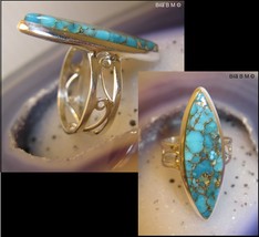 BLUE COPPER TURQUOISE RING in Sterling Silver - Size 7 1/4 - $120.00