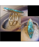 BLUE COPPER TURQUOISE RING in Sterling Silver - Size 7 1/4 - $120.00