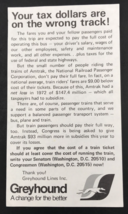 1973 Greyhound Flyer Leaflet Tax Dollars Wasted Amtrak Should Pay Full Share - £14.75 GBP