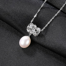 S925 Sterling Silver Jewelry Silver Pearl Necklace Micro Inlay 3A Zircon Fashion - £30.30 GBP