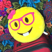 Children&#39;s Kid&#39;s Pillow Novelty Emoji Throw Pillow Pink Bow Glasses Happy Face - £16.03 GBP