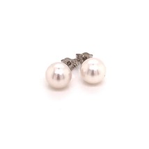 Akoya Pearl Earrings 14k White Gold 6.97 mm Certified $599 015868 - £291.96 GBP