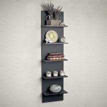 Wide Column Wall Shelf in Black Grain Finish Modern Contemporary MDF Woo... - £55.71 GBP