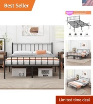 Queen Size Black Metal Bed Frame with Protective Features - 2500 lbs Cap... - $116.99