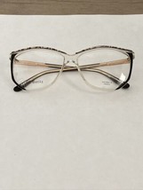 Vtg New Beige Marble Brigitte St. Moritz Plastic &amp; Gold Frame Glasses 58... - £11.55 GBP