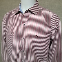 Tommy Bahama Jeans Long Sleeve Casual Button Down Shirt Stripe Red White XL - £18.89 GBP