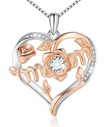 Mother Necklace S925 Sterling Silver Rose Heart - £42.45 GBP