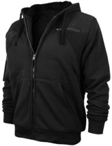 Men&#39;s Quilted Moto Sherpa Fleece Lined Zip Up Black Hoodie Jacket - M - £20.32 GBP