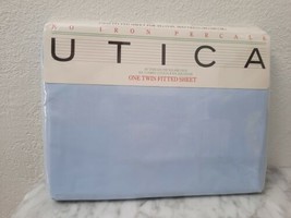 Vintage Utica Pipeline Twin Fitted Sheet ~ Crystal Blue ~ NIP  - $18.76