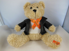 REESES 8&quot; sitting TEDDY BEAR plush with Black Vinyl Jacket by Galerie He... - $5.30