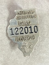 1940 Illinois Chauffeur Licensed Badge shape of State of Illinois Badge ... - $29.70