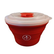 Pampered Chef Microwave Popcorn Maker Red Silicone Collapsible Bowl Lid ... - $12.16