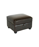 Storage Ottoman Padded Dark Brown Leather Cube Square Flip Top - $262.01 CAD
