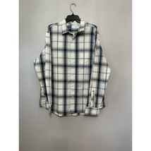 Old Navy Mens Button-Up Shirt White Blue Plaid Long Sleeve Slim Fit XL New - £14.74 GBP