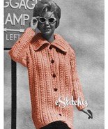 1960s Large Collar Cardigan Sweater - Knit pattern PDF (6414) - £2.93 GBP