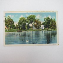 Vintage 1946 Postcard Lake &amp; Music Hall City Park Greenville Ohio Curt Teich - £4.76 GBP